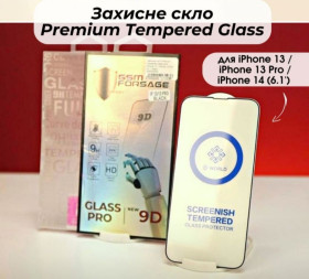 Плівки для екранів Пленки для экранов ^/--/^ Захисне скло Premium Tempered Glass для iPhone 13 / iPhone 13 Pro / iPhone 14  (6.1&amp;apos;) Black ^_^^^ Захисне скло Premium Tempered Glass для iPhone 13 / iPhone 13 Pro / iPhone 14 (6.1&amp;apos;) Black - фото фото фото