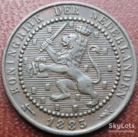 Нідерланди Нидерланды ^/--/^ Нидерланды 1 цент 1883 VF 4 XF 10  состояние в коллекцию ^_^^^ Нідерланди 1 цент 1883 VF 4 XF 10 стан в колекцію - фото фото фото