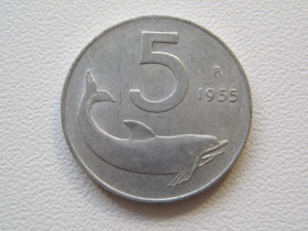 Італія і Ватикан Италия и Ватикан ^/--/^ Италия 5 лир 1955 года 36726 ^_^^^ Італія 5 лір 1955 року 36726 - фото фото фото