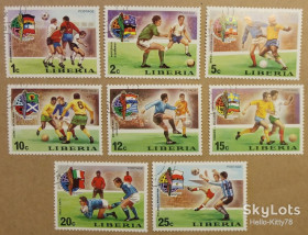 Ліберія Либерия ^/--/^ Либерия 1974 спорт футбол ФРГ Mi 921-928 + блок 72 два фото ^_^^^ Ліберія 1974 спорт футбол ФРН Mi 921-928 + блок 72 два фото - фото фото фото