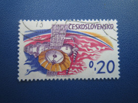 Освоєння космосу Освоение космоса ^/--/^ Марка Чехословаччина 1973 космос супутник гаш - фото фото фото