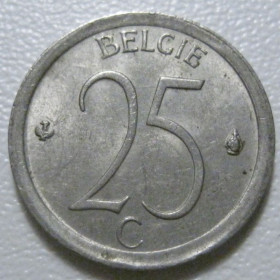 Бельгія Бельгия ^/--/^ Бельгія 25 сантимів 1974 року Belgie 42381 ^_^^^ Бельгия 25 сантимов 1974 года Belgie 42381 - фото фото фото