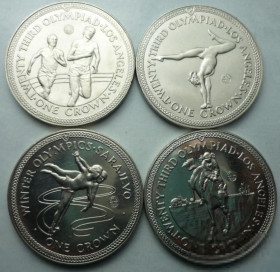Джерсі, Гернсі, Мен, Гібралтар Джерси, Гернси, Мэн, Гибралтар ^/--/^ Мэн 1 крона 1984 четыре монеты одним лотом 400 ^_^^^ Мен 1 крона 1984 чотири монети одним лотом - фото фото фото