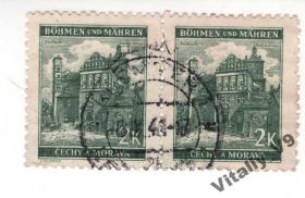 Чехословаччина Чехословакия ^/--/^ Богемия и Моравия 43 A /--/ 13 2 /--/ k gray grn сцепка Замок. ^_^^^ Богемія і Моравія 43 A /--/ 13 2 /--/ k gray grn зчіпка Замок. - фото фото фото