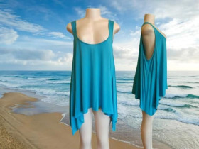 Туніки Туники ^/--/^ 3 /--/ XL-5 /--/ XL Туника мятного цвета  расклешенного силуэта, батал длинная майка с асимметричным подолом, большой размер ^_^^^ Туніка трапеція м'ятного кольору - фото фото фото