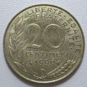 Франція Франция ^/--/^ Франція 20 сантимів 1996 року 43652 ^_^^^ Франция 20 сантимов 1996 года 43652 - фото фото фото