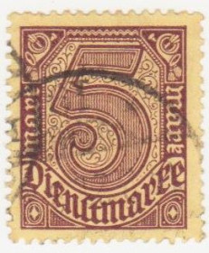 Веймарська республіка Веймарская республика ^/--/^ Германия 1920 г.№  33 гашеная ^_^^^ Німеччина 1920 р. No 33 гашена - фото фото фото