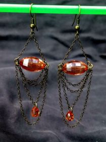 Сережки Серьги ^/--/^ Серьги женские винтажные с теракотовыми стеклянными камешками из металла под бронзу бижутерия Б&amp;#92;У ^_^^^ Сережки жіночі гвинтажні з теракотовими скляними камінцями з металу під бронзу біжутерія Б&amp;#92;У - фото фото фото