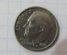 Обігові Обиходные ^/--/^ США 1 дайм   ( 10 центов ) 1991 г. ^_^^^ США 1 дайм ( 10 центів) 1981 - фото фото фото