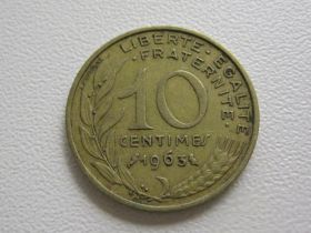 Франція Франция ^/--/^ Франция 10 сантимов 1963 года 15871 ^_^^^ Франція 10 сантимів 1963 15871 - фото фото фото