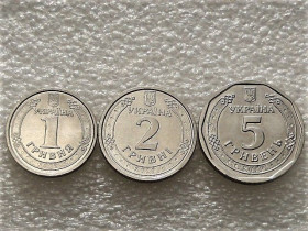 Обігові Обиходные ^/--/^ 1, 2, 5 гривень 2019 рік Україна &amp;quot; Гарний Стан &amp;quot;  (774) ^_^^^ 1, 2, 5 гривен 2019 год Украина &amp;quot; Хороший Стан &amp;quot; (774) - фото фото фото