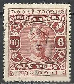 Індія Индия ^/--/^ Индия Штат Кочин 1917 раджа 1 /--/ м.гаш. ^_^^^ Індія Штат Кочин 1917 раджа 1 /--/ м.гаш. - фото фото фото