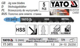 Фрези Фрезы ^/--/^ Набор полотно для електролобзика YATO 24-10 /--/ TPI l /--/ 100 мм 5 штук YT-3415 ^_^^^ Набір полотно для електролобзика YATO 24-10 /--/ TPI l /--/ 100 мм 5 штук YT-3415 - фото фото фото