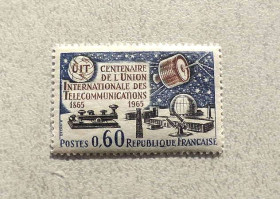 Франція Франция ^/--/^ Поштова марка Франція &amp;quot; Спутнік Космос &amp;quot; 1965 рік ** ^_^^^ Почтовая марка Франция &amp;quot; Спутник Космос &amp;quot; 1965 год ** - фото фото фото
