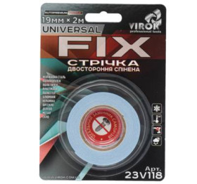 Інші інструменти Другие инструменты ^/--/^ Лента 2-стороння спинена VIROK Universal Fix: 19 мм х 2 м VR-23 /--/ V /--/ 118 ^_^^^ Лента 2-сторонняя спинена VIROK Universal Fix: 19 мм х 2 м VR-23 /--/ V /--/ 118 - фото фото фото
