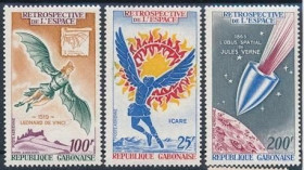 Інше Другое ^/--/^ Габон Космос Авиация Икар, Леонардо да Винчи, Жюль Верн  1970 ^_^^^ Габон Космос Авіація Ікар, Леонардо да Вінчі, Жюль Верн 1970 - фото фото фото