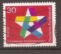 НДР, ФРН ГДР, ФРГ ^/--/^ ФРГ 1969 Mi.582 used 50 лет Межд.орган.труда ^_^^^ ФРН 1969 Mi.582 used 50 років Міжд.орган.праці - фото фото фото