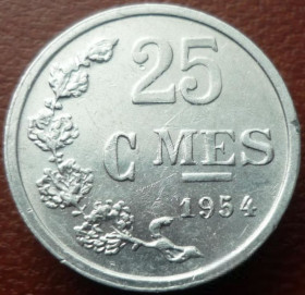 Люксембург Люксембург ^/--/^ Люксембург 25 сантимов 1954 ^_^^^ Люксембург 25 сантимів 1954 - фото фото фото