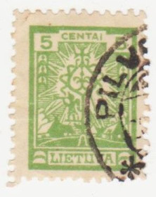 Балтійські країни Балтийские страны ^/--/^ Литва 1923 г №  215 гашеная ^_^^^ Литва 1923 р. No 215 гашена - фото фото фото