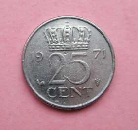 Нідерланди Нидерланды ^/--/^ 25 центов  1971 г.  Нидерланды  ^_^^^ 25 центів 1971 Нідерланди - фото фото фото