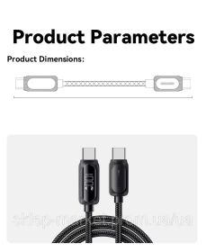 Інше Другое ^/--/^ Кабель Essager Type-C to Type-C 100 /--/ W 5 /--/ A с LED дисплеем 1 /--/ м ^_^^^ Essager Type-C to Type-C 100 /--/ W 5 /--/ A з LED дисплеєм 1 /--/ м - фото фото фото