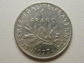 Франція Франция ^/--/^ Франция 1 франк 1977 года 38047 ^_^^^ Франція 1 франк 1977 38047 - фото фото фото