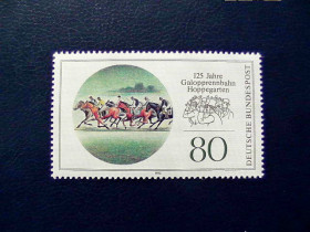 Сучасні з  року Современные с  года ^/--/^ Поштова марка Німеччина ФРН &amp;quot; Кінний спорт, скачки, історичний іподром Хоппегартен &amp;quot; 1993 рік ** - фото фото фото