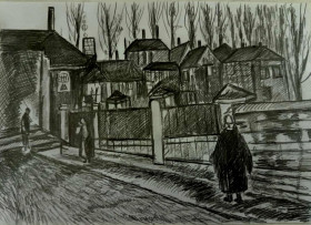Картини, Гравюри, Живопис та Графіка Картины, Гравюры, Живопись и Графика ^/--/^ Копия срисовано  карандашом на бумаге  графика Ван Гога. 20*15 см. ^_^^^ Копія змальована олівцем на папері графіка Ван Гога. 20*15 см. - фото фото фото