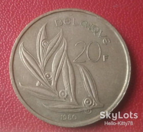 Бельгія Бельгия ^/--/^ Бельгия 1980 20 франков  (Q) BELGIQUE КМ-159 ^_^^^ Бельгія 1980 20 франків (Q) BELGIQUE КМ-159 - фото фото фото