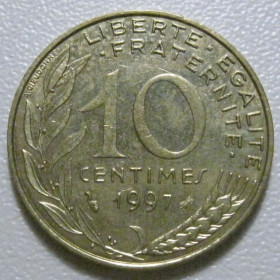Франція Франция ^/--/^ Франція 10 сантимів 1997 року 1430 ^_^^^ Франция 10 сантимов 1997 года 1430 - фото фото фото
