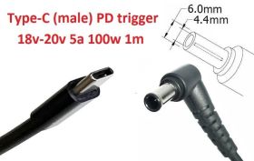 Інше Другое ^/--/^ Кабель-переходник триггер PD 18-20 /--/ v Type-C (max 5 /--/ a, 100 /--/ w) на 6.0 /--/ x /--/ 4.4 or 6.5 /--/ x /--/ 4.0 /--/ mm (+pin) 1 /--/ m з USB Ty - фото фото фото