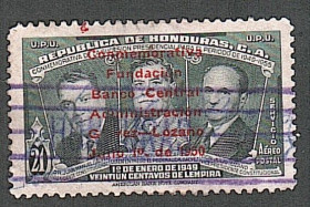 Центральна Америка Центральная Америка ^/--/^ Гондурас  (1951) Создание Центрального банка. Надпечатка ^_^^^ Гондурас (1951) Створення Центрального банку. Надпечатка - фото фото фото