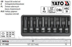 Викрутки Отвертки ^/--/^ Набор насадок ударних YATO TORX 1/2&amp;quot; 8 штук YT-1065 ^_^^^ Набір насадок ударних YATO TORX 1/2 &amp;quot; 8 штук YT-1065 - фото фото фото