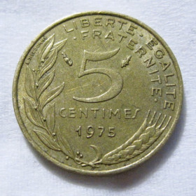 Франція Франция ^/--/^ Франція 5 сантимів 1975 року #6 /--/ П /--/ 1290 ^_^^^ Франция 5 сантимов 1975 года #6 /--/ П /--/ 1290 - фото фото фото
