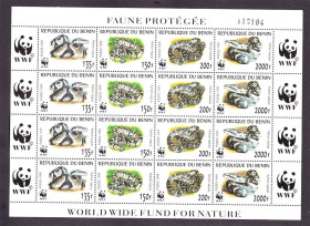 Фауна Фауна ^/--/^ Фауна. Бенин 1999 г MNH - WWF -  змеи ^_^^^ Фауна. Бенін 1999 MNH - WWF - змії - фото фото фото