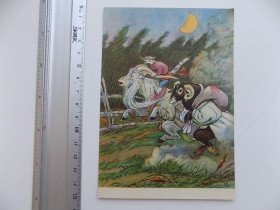 СРСР СССР ^/--/^ Открытка Сказка Кот-серый лоб, козел, да баран СССР Худ. Рачев 1956 год ^_^^^ Казка Кот-сірий лоб, козел, та баран СРСР Худ. Рачов 1956 - фото фото фото