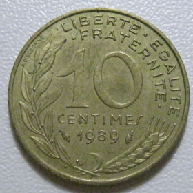 Франція Франция ^/--/^ Франція 10 сантимів 1989 року 43534 ^_^^^ Франция 10 сантимов 1989 года 43534 - фото фото фото