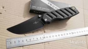 Ножі, мультітули Ножи, мультитулы ^/--/^ TwoSun TS /--/ 553-Titanium, Sandvik 14 /--/ C /--/ 28 /--/ N Blackwash, Designed by utilizator, Ceramic Ball Bearing, Tactical, EDC, Frame Lock - фото фото фото