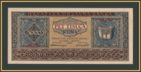Балтійські країни Балтийские страны ^/--/^ Хорватия 5000 кун 1943 P-13  (13 /--/ a) a-UNC ^_^^^ Хорватія 5000 кун 1943 P-13 (13 /--/ a) a-UNC - фото фото фото