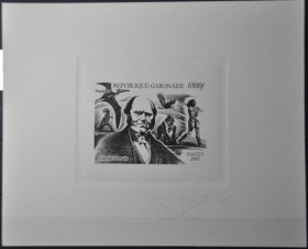 Інше Другое ^/--/^ Габон Дарвин Фауна Динозавры Подпись художника 2009  Die proof Люкс АРТБЛОК ^_^^^ Габон Дарвін Фауна Дінозаври Підпис художника 2009 Die proof Люкс АРТБЛОК - фото фото фото