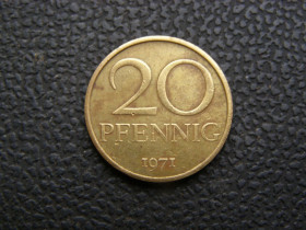 НДР, ФРН ГДР, ФРГ ^/--/^ 20 пфенингов 1971 г А ГДР. ^_^^^ 20 пфенінгів 1971 р А НДР. - фото фото фото