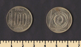 Югославія Югославия ^/--/^ Югославия 100 динар 1989 ^_^^^ Югославія 100 динар 1989 - фото фото фото