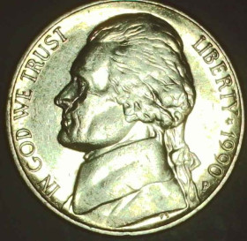 Обігові Обиходные ^/--/^ США 5 центів, 1990 P Джефферсон Нікель [3.68] ^_^^^ США 5 центов, 1990 P Джефферсон Никель [3.68] - фото фото фото