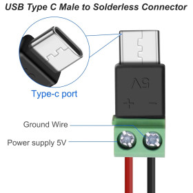 Роз'єми, гнізда Разъемы, гнезда ^/--/^ Перехідник USB Type-C на клемник 5 /--/ V 1 шт. - фото фото фото