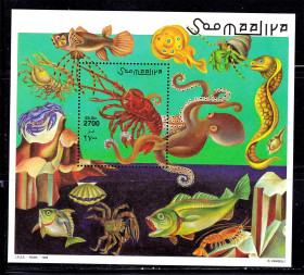 Фауна Фауна ^/--/^ Фауна .  Сомали 1998 г  MNH  - блок - морская фауна ^_^^^ Сомалі 1998 р MNH - блок - морська фауна - фото фото фото