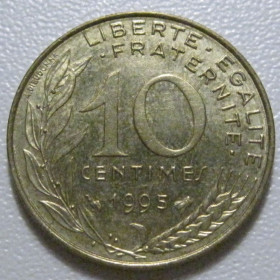 Франція Франция ^/--/^ Франція 10 сантимів 1995 року 43560 ^_^^^ Франция 10 сантимов 1995 года 43560 - фото фото фото