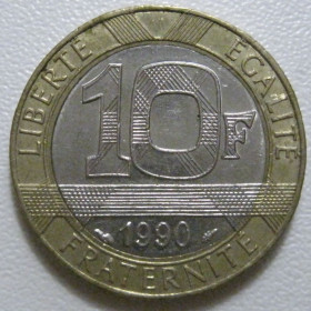 Франція Франция ^/--/^ Франція 10 франків 1990 року 43759 ^_^^^ Франция 10 франков 1990 года 43759 - фото фото фото