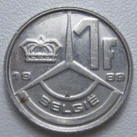 Бельгія Бельгия ^/--/^ Бельгія 1 франк 1989 року Belgie 42742 ^_^^^ Бельгия 1 франк 1989 года Belgie 42742 - фото фото фото