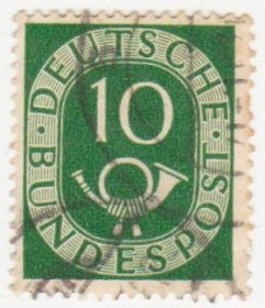 НДР, ФРН ГДР, ФРГ ^/--/^ ФРГ 1951 г. № 18 гашеная ^_^^^ ФРН 1951 р. No 18 гашена - фото фото фото