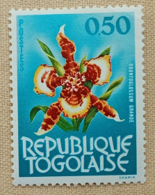 Флора Флора ^/--/^ Того 1964 г - Цветы. Орхидея  (Odontoglossum grande), негаш ^_^^^ 1964 — Квіти. Орхідея (Odontoglossum grande), негаш - фото фото фото